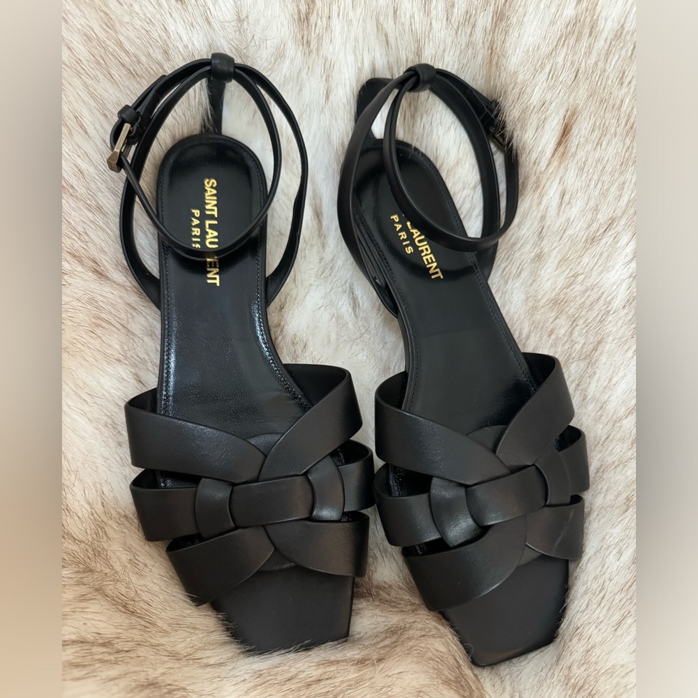 Saint Laurent black tribute ankle sandal size 38 worn once.